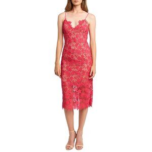 Bardot Pink Lace Midi Slip Dress